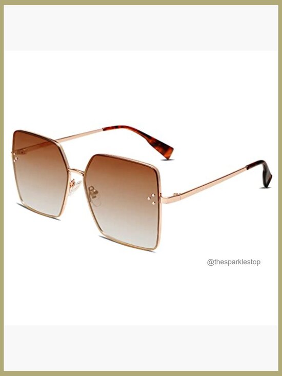 Metal Frame Square Sunglasses UV400 Protection Oversized Designer Style main image 4